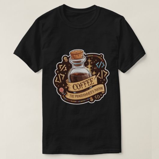 プログラマーのポーション開発者にコーヒおもしろいー Tシャツ (デザイン正面)