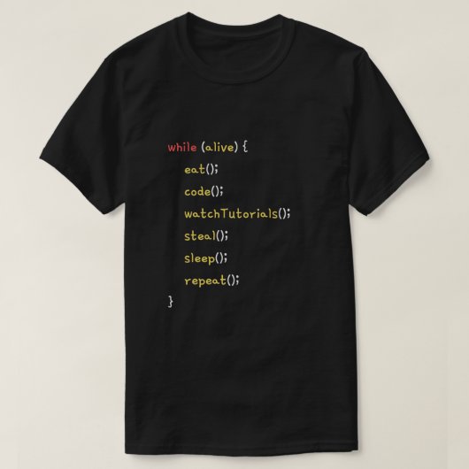 プログラマーの毎日の生活コおもしろいード Tシャツ (デザイン正面)