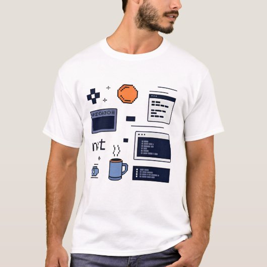 プログラマーの生活 - コーディングワークスペース開発者 Tシャツ (正面)
