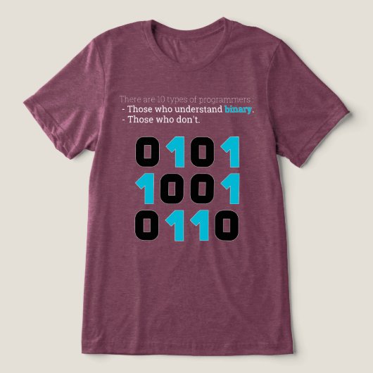 プログラマーは10種類いる - バイナリジョーク  トライブレンドＴシャツ (デザイン正面)