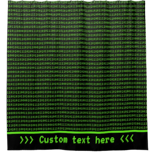 プログラマーまたはゲーマーテーマブラック&グリーン – 任意の文字 シャワーカーテン (正面)