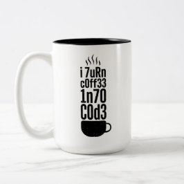 プログラマーユーモア - コーヒーをコードに変換 ツートーンマグカップ