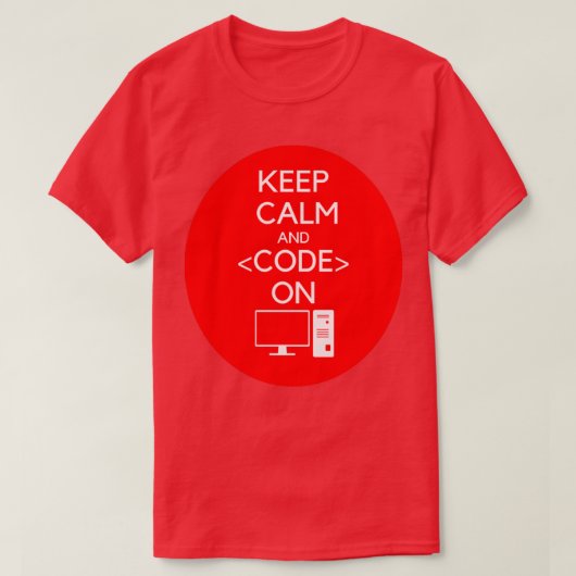 プログラマー保CalmとCode On software hackato Tシャツ (デザイン正面)