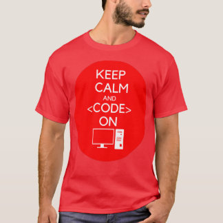 プログラマー保CalmとCode On software hackato Tシャツ