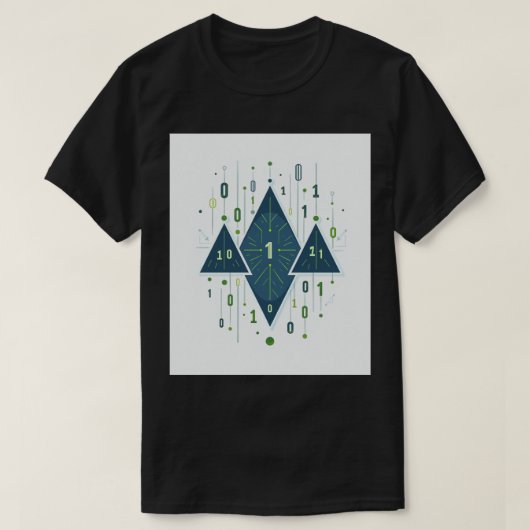 プログラマー向けバイナリコード幾何学模様  Tシャツ (デザイン正面)