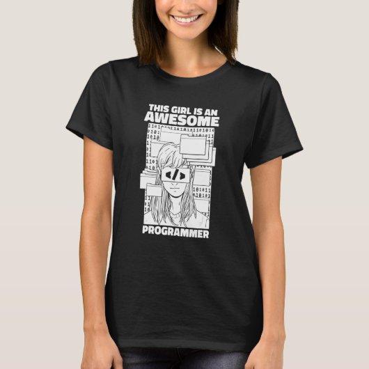 プログラマー女子 コーディング ソフトウェアエンジニア 開発 Tシャツ (正面)