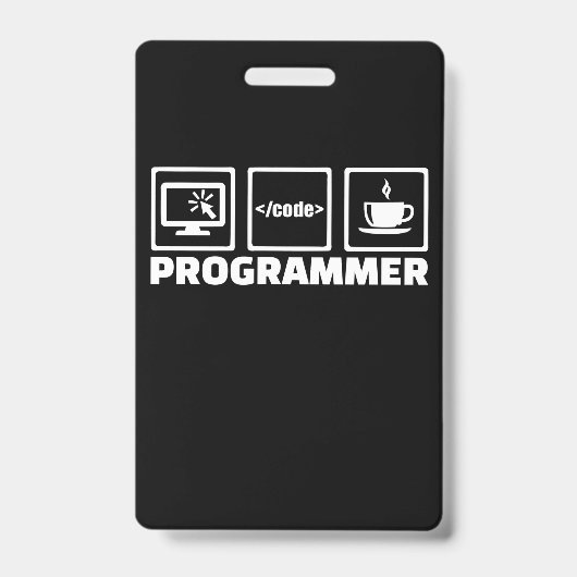 プログラマー書コードとドリンクコーヒー バッジ (正面)