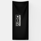 プログラマー書コードとドリンクコーヒー 横断幕 (縦)