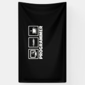 プログラマー書コードとドリンクコーヒー 横断幕 (縦)