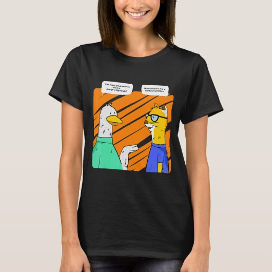 プログラマー猫とグースギークコンピュータジョーク Tシャツ (正面)