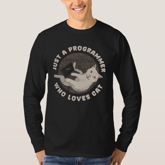 プログラマー猫 コード書くネコ ソフトウェアエンジニア Tシャツ (正面)