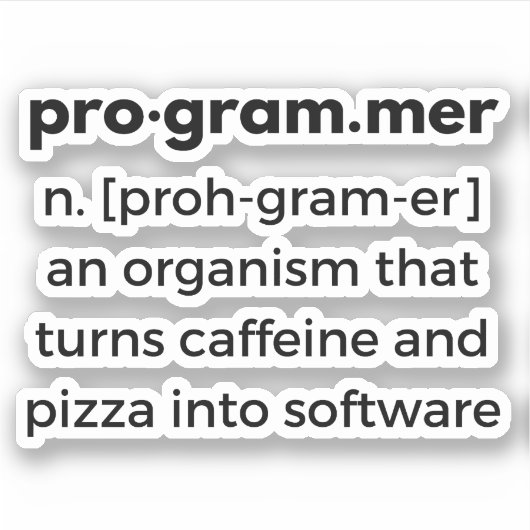 プログラマー生物がカフェインピザソフトウェアを変える シール (正面)