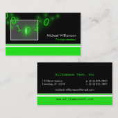 プログラマー緑1および0の名刺 名刺 (正面/裏面)
