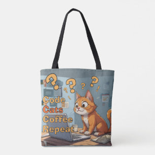 プログラマー 猫 ユーモア コード 猫 コーヒー – リピート トートバッグ