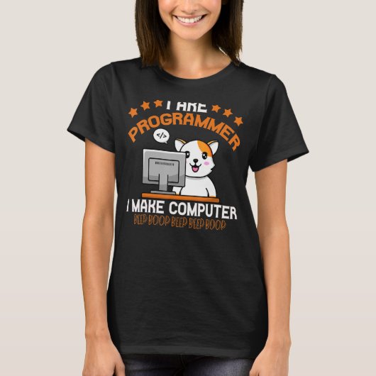 プログラマーCat Animal Coding Squad Engineer Tシャツ (正面)