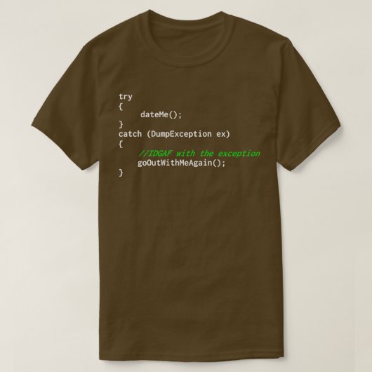 プログラマ例外コード Tシャツ (デザイン正面)