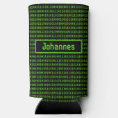 プログラマ向け – おもしろいコンピュータコードブラック/グリーン スリム缶クーラー (裏面)