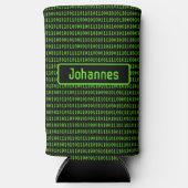 プログラマ向け – おもしろいコンピュータコードブラック/グリーン スリム缶クーラー (正面)