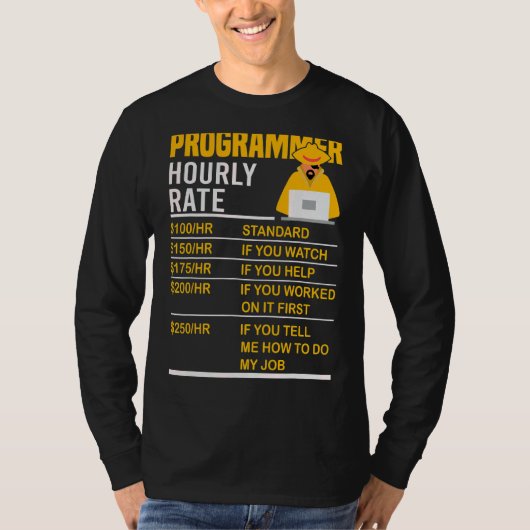 プログラマ時給コーダプログラミングミームSay Tシャツ (正面)