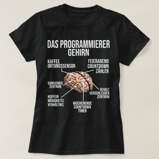 プログラマBrain おもしろい Computer Skillsおたく管理者 Tシャツ (デザイン正面)