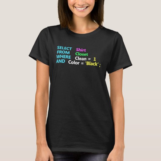プログラマSQLクエストギークデータベースコーディング Tシャツ (正面)