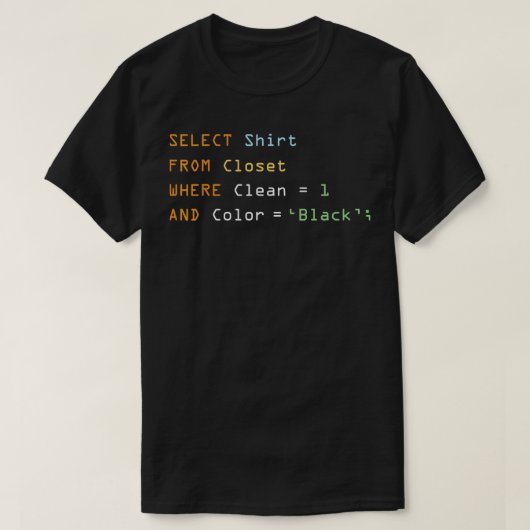 プログラミングおもしろい・コード・コンピュータ・プログラマSQL Dat Tシャツ (デザイン正面)