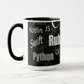プログラミング言語の白黒パターン マグカップ (左)