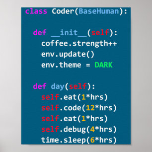 プログラミング Python おもしろい コーディング 食べる コード 寝る ポスター