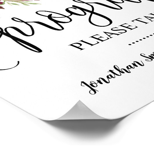 プログラムが結婚式のボヘミアンマルサラの花の式次第に署名する ポスター (角)