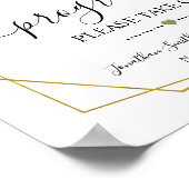 プログラムが結婚式の緑と金の装飾にサイン ポスター (角)