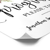 プログラムが結婚式の誓いを掲示 ボヘミアンスタイルのマーズラ フラワーデザイン ポスター (角)