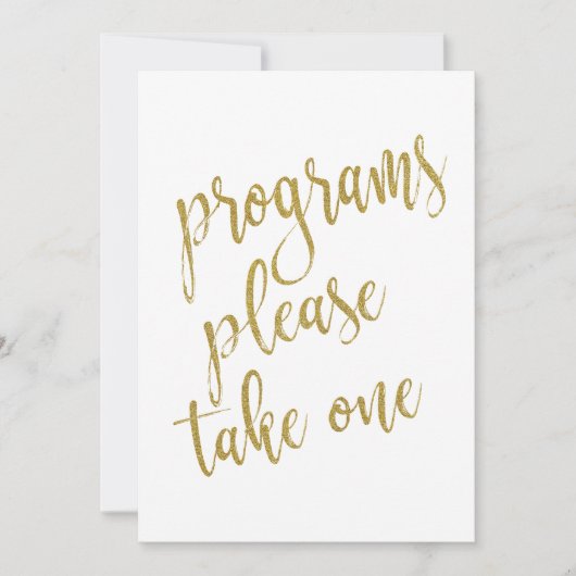 プログラムをお取りください ゴールド お手頃 サイン 招待状 (正面)