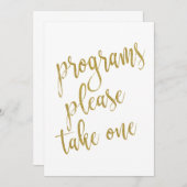 プログラムをお取りください ゴールド お手頃 サイン 招待状 (正面/裏面)