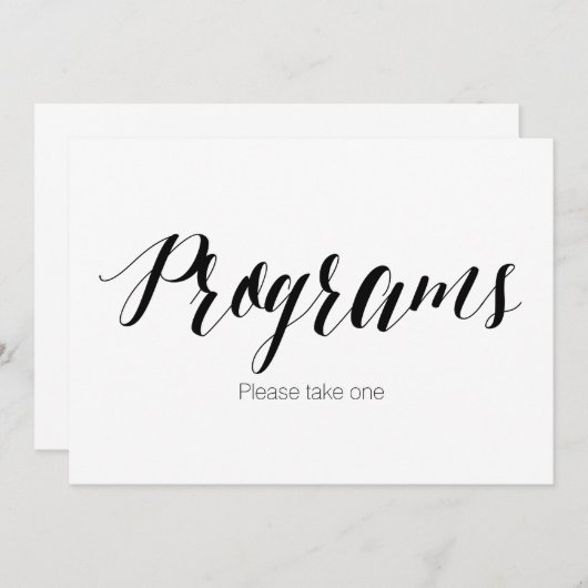 「プログラムをお持ちください」ウェディングサイン 招待状 (正面/裏面)