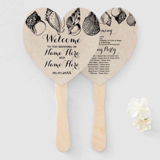 プログラムハンドファンシェルビーチ結婚式海 ハンドファン (正面&裏面)