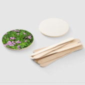 プログラムファンのピンクと緑の野生の花のデザイン ハンドファン (組立なし)