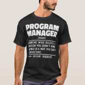 プログラムマネージャ名詞おもしろいチームリーダーギーク Tシャツ (正面)