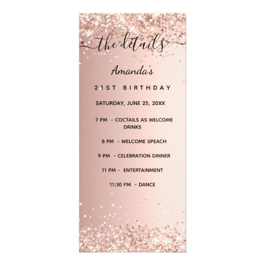 プログラム誕生日バラ金ゴールド写真おもしろいファクト ラックカード (正面)