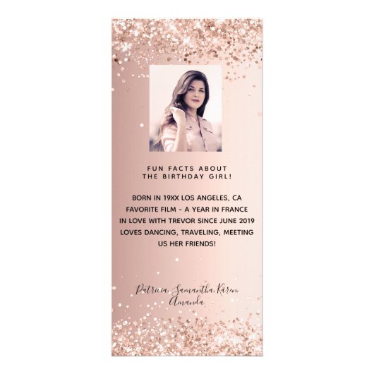 プログラム誕生日バラ金ゴールド写真おもしろいファクト ラックカード (裏面)