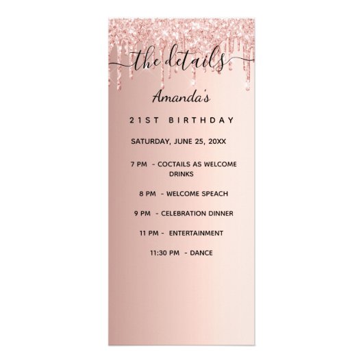 プログラム誕生日バラ金ゴールド写真おもしろいファクト ラックカード (正面)