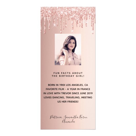 プログラム誕生日バラ金ゴールド写真おもしろいファクト ラックカード (裏面)