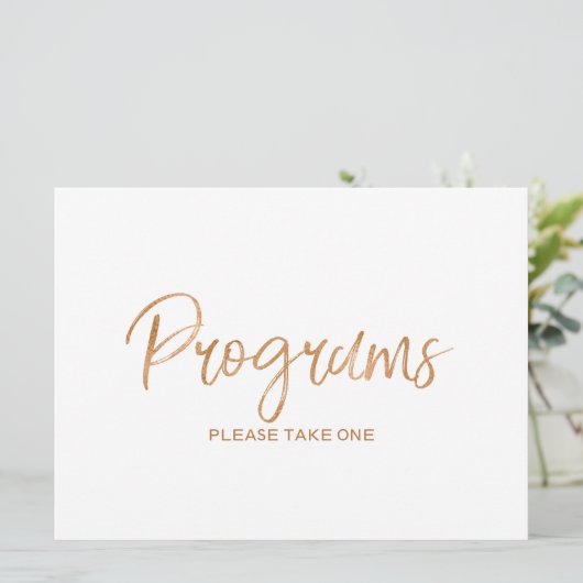 「プログラム」ウェディングサイン | おしゃれなゴールドローズ 招待状 (スタンド正面)