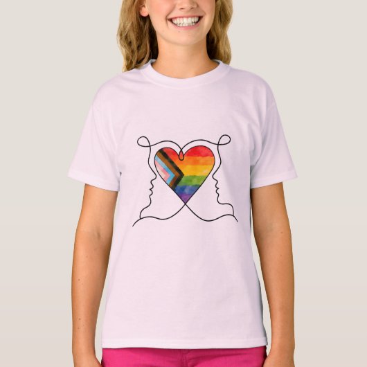 プログレスプライドハートラインアート Tシャツ (正面)