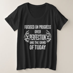 プログレス重視のフィットネスモチベーションパーカー プラスサイズTシャツ