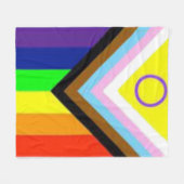 プログレスLGBTQIA+プライド贈与ブランケット フリースブランケット (正面(横))