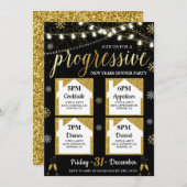 プログレッシブニューイヤーディナーパーティの招待状 招待状 (正面/裏面)