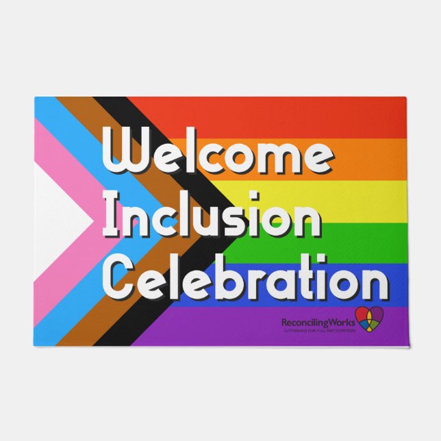 プログレッシブプライドフラッグドアマット ドアマット (正面)