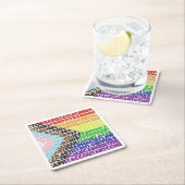 プログレッシブレインボーフラグLGBTゲイスクリプト スクエアペーパーコースター (インサイチュ)