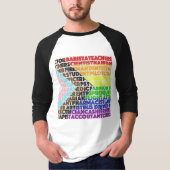 プログレッシブレインボーフラグLGBTゲイスクリプト Tシャツ (正面)