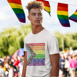プログレッシブレインボーフラグLGBTゲイスクリプト Tシャツ